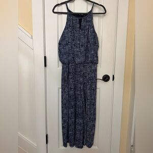 Roz & Ali Navy Textured Halter Jumpsuit